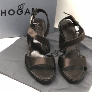 Hogan women heels sandals brown 2 tone size 8.5
